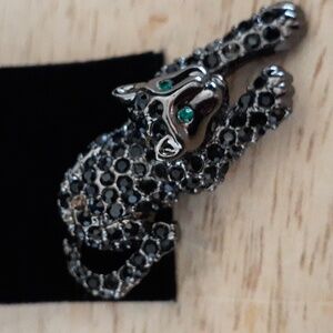 Imperfect Monet Stamped Crystal Panther Brooch RR100